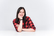 © Вячеслав Чичаев - beautiful girl sitting at a table in different poses
