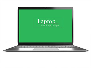 Poster - Modern computer laptop isolated on white background with blank screen for mockup with cliping path