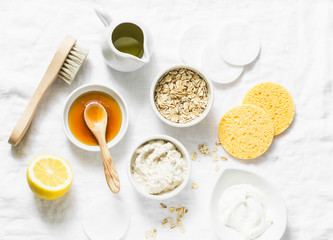 Wall Mural - natural moisturizing, nourishing, cleansing face mask - coconut oil, oatmeal, natural yogurt, vitami