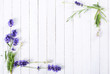 fresh lavender flowers on white wood table background