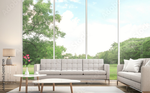 Modern White Living Room 3d Render The Rooms Have Wooden