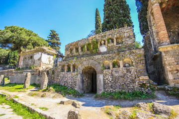 Ruins of Ancient Pompeii, Roman town destroyed by Vesuvius volcano in 79 AD