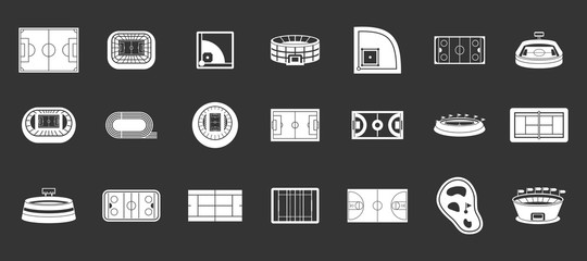 sport arena icon set vector white isolated on grey background