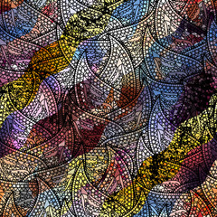 Poster - Low poly ornamental texture based on decorative elements Paisley. Seamless pattern in indian style.
