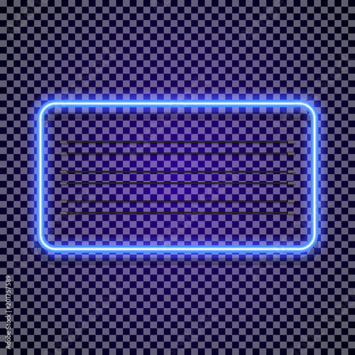 Vector Neon Horizontal Frame Cyan Color Style On Transparent