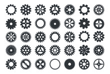 Gear Icon Set. Vector Transmission Cog Wheels And Gears Isolated On White Background