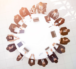 Canvas Print - view from the top.meeting business partners for round - table.