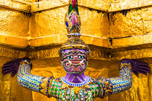 Clouse-up Of Yak Face, Common As Guardians Of The Gates In Buddhist Temples, Grand Palace, Bangkok