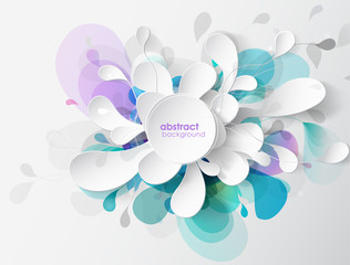 Wall Mural - abstract colored flower background with circles and brush strokes.