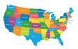 Colorful USA map with states. Vector illustration
