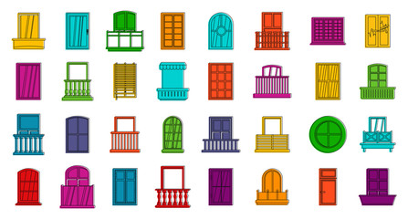 Poster - windows icon set. color outline set of windows vector icons for web design isolated on white backgro