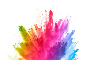 abstract powder splatted background. colorful powder explosion on white background. colored cloud. c