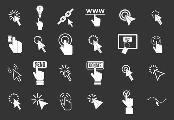 Fototapete - Cursor icon set vector white isolated on grey background 