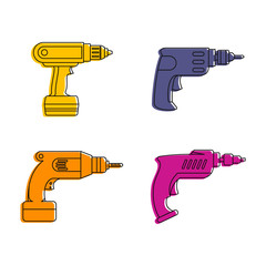 Poster - Drill icon set. Color outline set of drill vector icons for web design isolated on white background