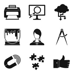Poster - Networking icons set. Simple set of 9 networking vector icons for web isolated on white background