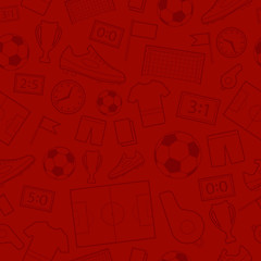 Wall Mural - Seamless pattern of football symbols in red colors