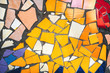 Multicolor mosaic wall decorative ornament from ceramic broken tile.