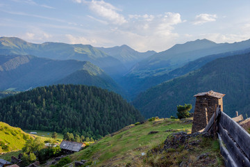 Wall Mural - Towers in Omalo, Tusheti, Georgia