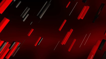 Poster - A geometric 3d rendering of red, grey and black lines rushing askew in the brown background. The lines are straight and move as if they are a part of some cyber device.