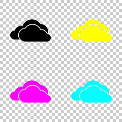 Poster - cloudy weather icon. Colored set of cmyk icons on transparent background