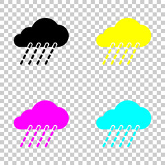 Wall Mural - rain, weather icon. Colored set of cmyk icons on transparent background