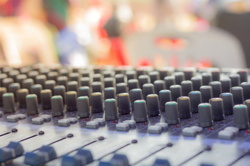 buttons equipment for sound mixer control,selective focus, blurry background