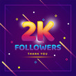 © Demolab - 2k or 2000 followers thank you colorful background and glitters. Illustration for Social Network friends, followers, Web user Thank you celebrate of subscribers or followers and likes