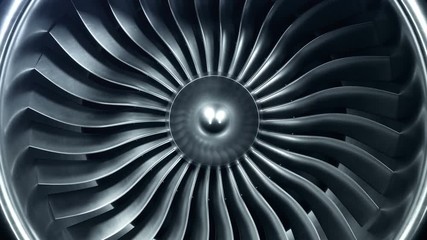 3d rendering jet engine, close-up view jet engine blades. 4k animation