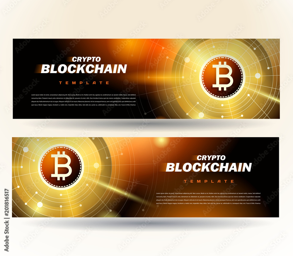 Banner bitcoin cryptocurrency theme blockchain Stock Vector | Adobe Stock