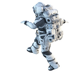astronaut on white. mixed media