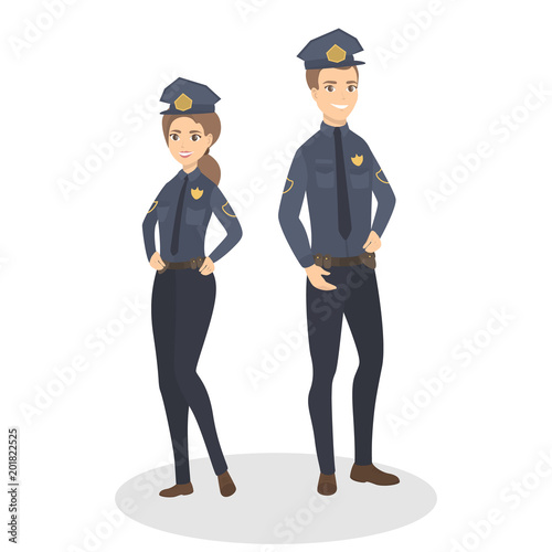 Cuadros en Lienzo Isolated police couple.