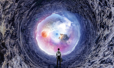 Wall Mural - businessman and cosmos concept