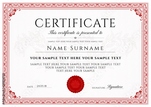 Cuadros en Lienzo Certificate, Diploma of completion (design template, white background) with Fram