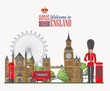 England travel vector illustration. Vacation in United Kingdom. Great Britain background. Journey to the UK.