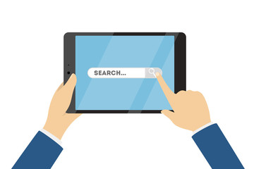 Poster - searching on tablet.