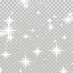 Wall Mural - bright shimmering sparkling stars over checkered background