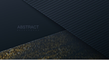 Poster - Abstract 3d background with black paper layers.