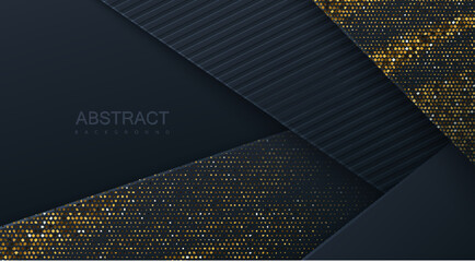Poster - Abstract 3d background with black paper layers.