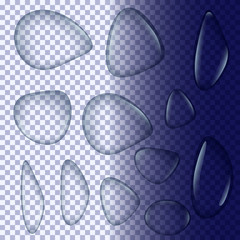 Poster - Realistic transparent Water drops set. Vector illustration