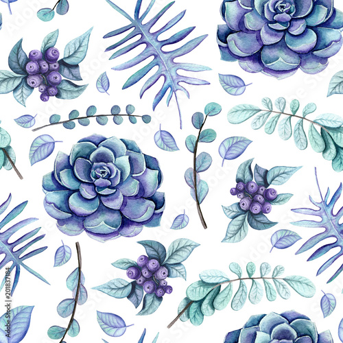 seamless-pattern-of-watercolor-succulent-and-herbs