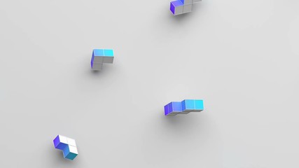 Poster - Abstract 3d rendering of geometric shapes. Computer generated loop animation. Modern background with simple forms. Seamless motion design for poster, cover, branding, banner, placard. 4k UHD
