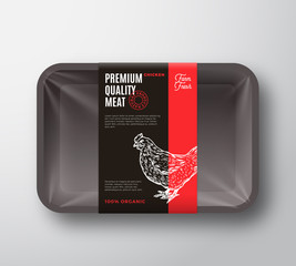 Wall Mural - premium quality chicken meat package and label stripe. abstract vector food plastic tray container w
