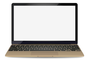Aufkleber - mockup with blank screen - front view.Open laptop with blank screen isolated on background - vector illustration.