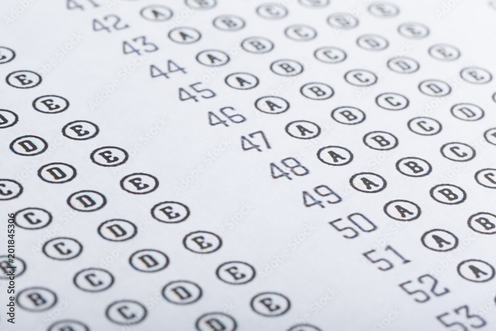 Score Test Fillable Test score sheet with answers Stock Photo | Adobe Stock
