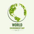 © ananaline - World Environment day banner with green abstract leaf texture on earth world sign vector design