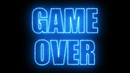 Poster - Burning letters of Game over text on black, 3d rendering background, computer generating for gaming