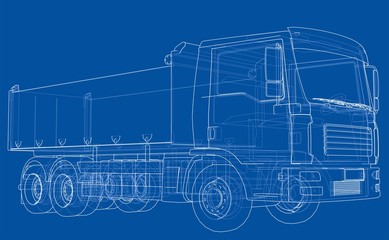 Poster - European truck outlined vector