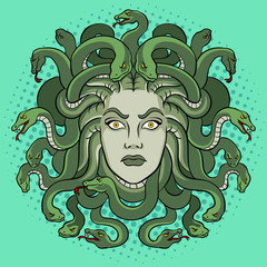 Wall Mural - Medusa greek myth creature pop art vector