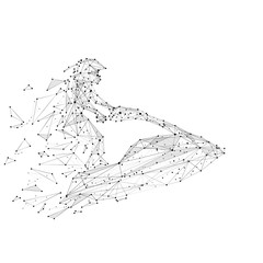 Aufkleber - Abstract mash line and point ski jet origami on white background with the effect of destruction. Starry sky or space, consisting of stars and the universe. Vector summer sport illustration