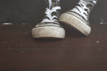 sneakers on the floor